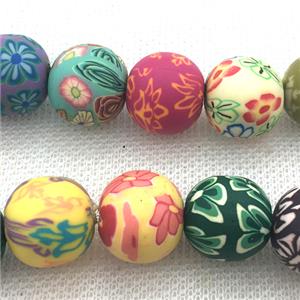 round Polymer Clay Fimo Beads with painted, mix color, approx 16mm dia, 25pcs per st