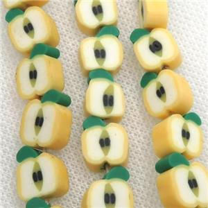 Polymer Clay Fimo Beads, apple, yellow, approx 10mm