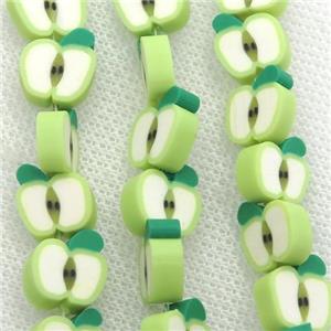 Polymer Clay Fimo Beads, green apple, approx 10mm