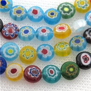 Millefiori Glass beads, circle, approx 6mm dia
