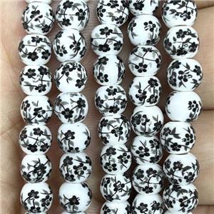 Porcelain beads, round, approx 6mm dia
