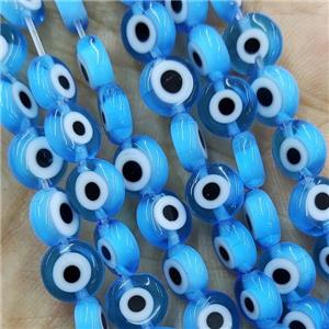 Blue Lampwork Glass Circle Beads Evil Eye, approx 8mm