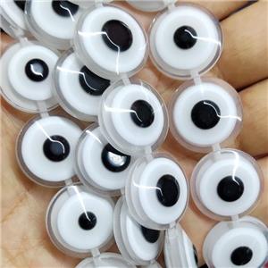 White Resin Circle Evil Eye Beads, approx 20mm, 20pcs per st