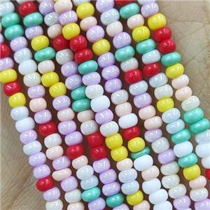 Lampwork Glass Rondelle Beads Tiny Smooth Electroplated, approx 3mm