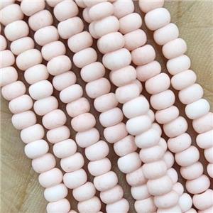 Pink Lampwork Glass Rondelle Beads Matte, approx 4mm