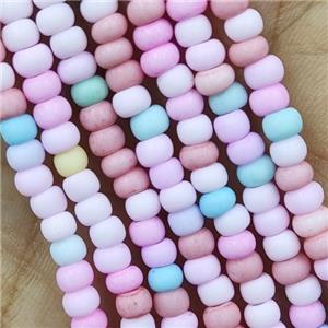 Multicolor Lampwork Glass Rondelle Beads Matte, approx 4mm
