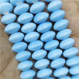 Blue Lampwork Glass Bicone Beads, approx 7x12mm, 45pcs per st