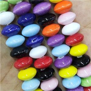 Lampwork Glass Bicone Beads Mixed Color, approx 7x12mm, 45pcs per st