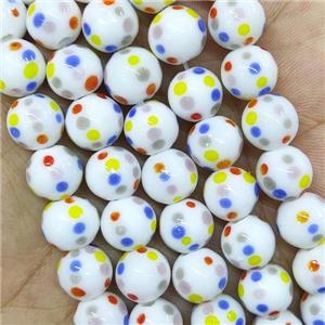 Round Lampwork Glass Beads Spotted, approx 10mm, 40pcs per st