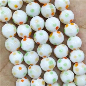 Round Lampwork Glass Beads Spotted, approx 10mm, 40pcs per st