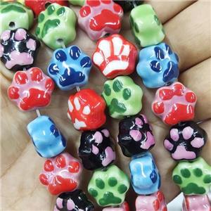 Lampwork Glass Paws Beads Mix Color, approx 13-15mm