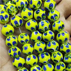 Yellow Lampwork Glass Beads Round, approx 12mm dia