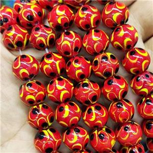 Round Lampwork Glass Beads Red, approx 12mm dia