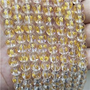 Clear Glass Beads Round Buddhist, approx 8mm dia
