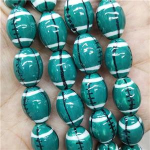 Peacockgreen Porcelain Rugby Beads American Football Rice, approx 12-15mm