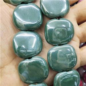 Green Porcelain Beads Rectangle, approx 25-28mm, 13pcs per st