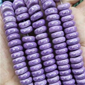Purple Porcelain Heishi Beads, approx 10mm, 40pcs per st