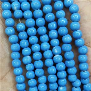 Blue Porcelain Beads Smooth Round Ceramic, approx 6mm, 64pcs per st
