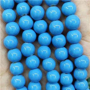 Turqblue Porcelain Beads Smooth Round Ceramic, approx 10mm, 39pcs per st