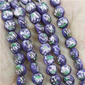 Purple Porcelain Beads Circle, approx 7mm