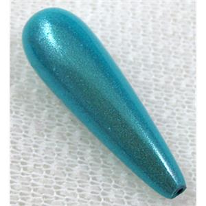 Miracle Beads, plastic, teardrop, aqua, 10x30mm, hole:1.8mm, approx 390pcs