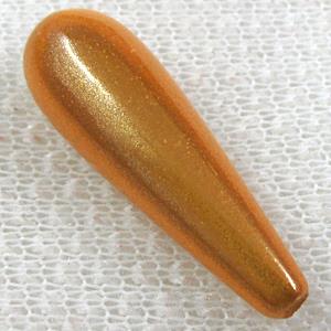 Miracle Beads, plastic, teardrop, golden, 10x30mm, hole:1.8mm, approx 390pcs