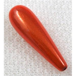 Miracle Beads, plastic, teardrop, red, 10x30mm, hole:1.8mm, approx 390pcs