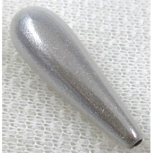 Miracle Beads, plastic, teardrop, silver-grey, 10x30mm, hole:1.8mm, approx 390pcs
