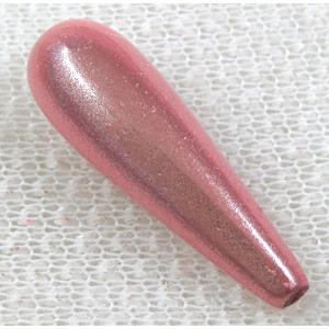 Miracle Beads, plastic, teardrop, pink, 10x30mm, hole:1.8mm, approx 390pcs