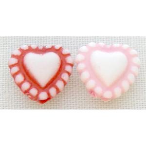 colorful Plastic Beads, mixed, Heart, 7.5x8mm,about 4500 pcs