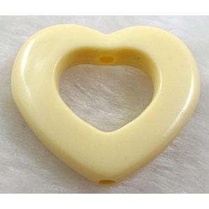 resin beads, heart, yellow, 30mm dia,5.5mm thick, approx 460pcs