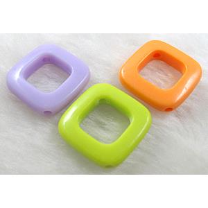 resin beads, square-ring, mixed color, 25x25mm,5mm thick,approx 640pcs