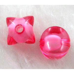 Acrylic Bead,Transparent, Hot pink, 9x9mm, approx 2000pcs
