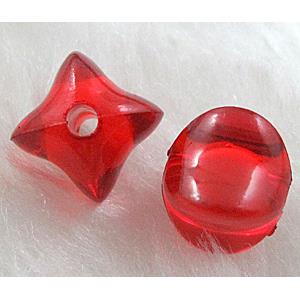 Acrylic Bead,Transparent, red, 9x9mm, approx 2000pcs