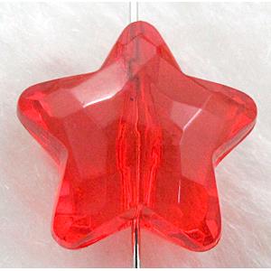 Star Acrylic Bead,Transparent, Red, 19.5mm dia, approx 440pcs