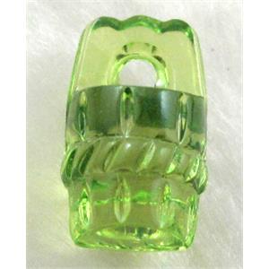 Cask Acrylic Bead,Transparent, Green, 11.5x18.5mm, approx 800pcs