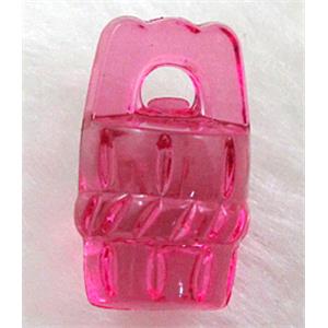 Cask Acrylic Bead,Transparent, Hot pink, 11.5x18.5mm, approx 800pcs