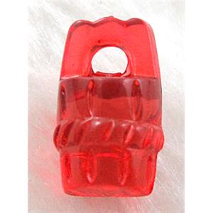 Cask Acrylic Bead,Transparent, Red, 11.5x18.5mm, approx 800pcs