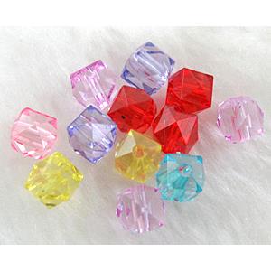 Faceted cube Acrylic Bead,Transparent, mixed, 8mm dia, approx 3700pcs