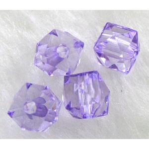 Faceted cube Acrylic Bead,Transparent, lavender, 8mm dia, approx 3700pcs