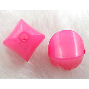 Acrylic Bead, Hot pink, 10x10mm, approx 1800pcs