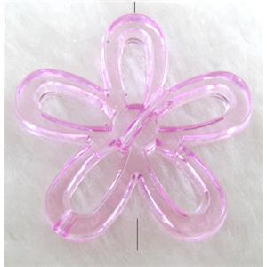 Acrylic Bead, flower, transparent, pink, 40mm dia, approx 230pcs