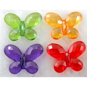 Butterfly Acrylic spacer bead, transparent, mixed color, 30x24mm, approx 560pcs