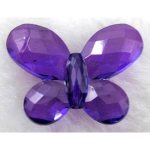Butterfly Acrylic spacer bead, transparent, purple, 30x24mm, approx 560pcs