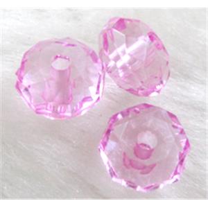faceted rondelle Acrylic Bead, transparent, purple, 10mm dia