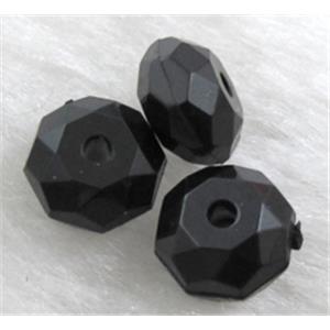 faceted rondelle Acrylic Bead, transparent, black, 8mm dia