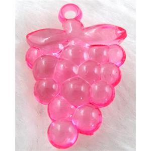 Grape Acrylic pendant, transparent, hot pink, 16x38mm,approx 270pcs