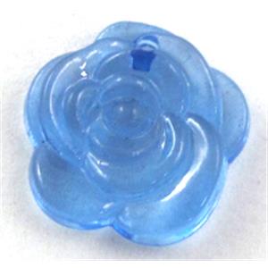 Acrylic pendant, rose-flower, transparent, blue, 20mm dia, approx 600pcs