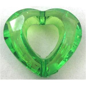 Acrylic bead, heart, transparent, green, 28x24mm, approx 523pcs