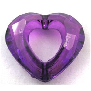 Acrylic bead, heart, transparent, deep purple, 28x24mm, approx 523pcs